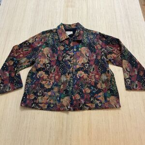 Resort Wear North 100% Cotton Plus Size XL Vintage Shacket Whimsical Tapestry